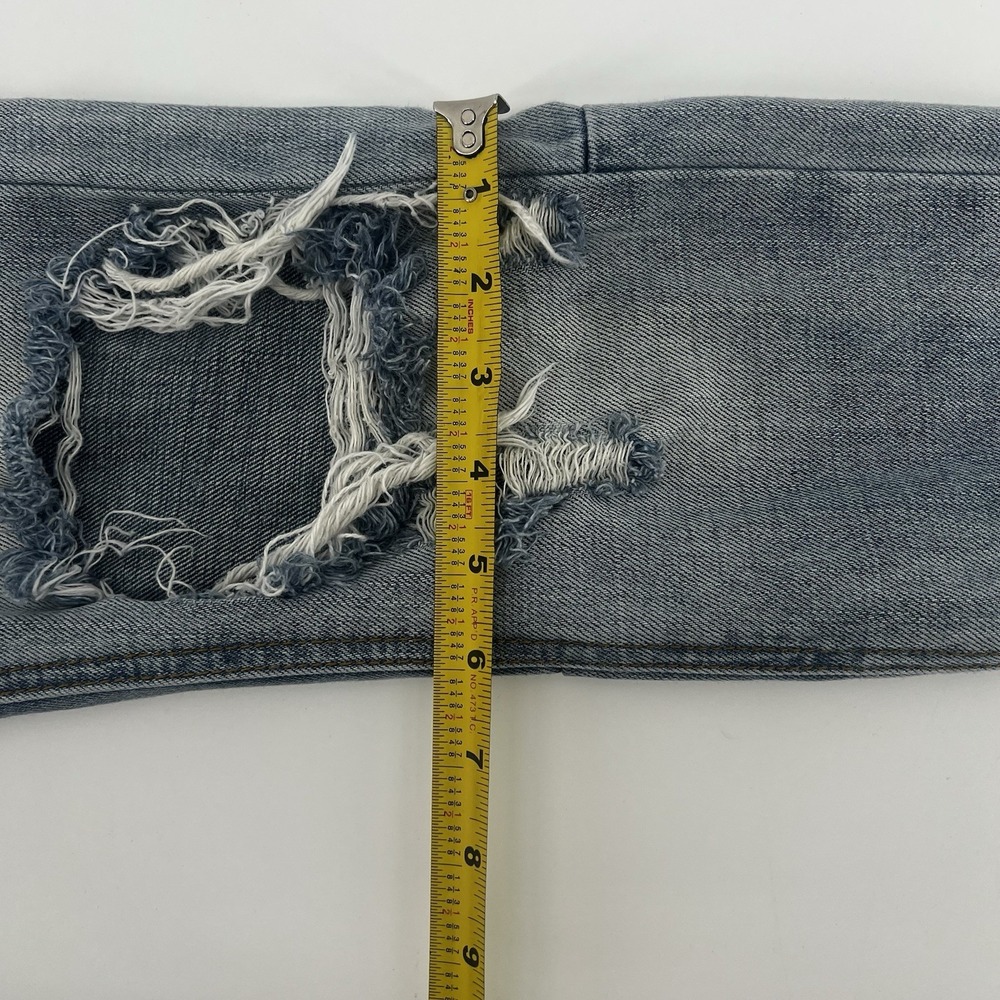 MNML Jeans Men's 28 Distressed Light Wash Ripped Denim Straight Button Fly - Picture 12 of 16